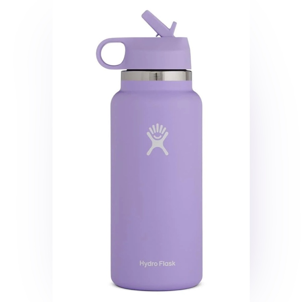 Hydro Flask 32 oz wide mouth bottle with straw lid in Thistle